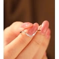 thumbnail image 1 of vylahjewellery Dainty Round Moissanite V Shape Engagement Ring Baguette Diamond Mother's Day Ring 10K Vermeil Rose Gold Chevron Wedding Band for Her, 1 of 7