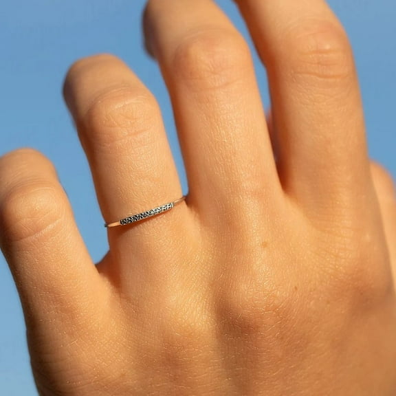 vylahjewellery Dainty White Gold Plated Thin Engagement Rings Stackable Minimalist Jewelry for Women's Fashion Jewelry Round Cut Moissanite Diamond Ring