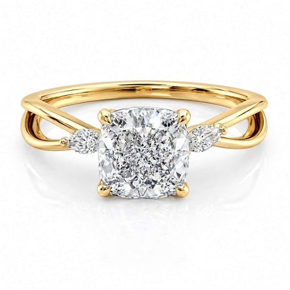 vylahjewellery Elegant Cushion Cut Wedding Solitaire Diamond Ring 10K Vermeil Yellow Gold Twisted Band Promise Engagement Anniversary Jewelry Rings