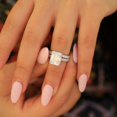 thumbnail image 1 of vylahjewellery Emerald Diamond Anniversary Pave Band Hidden Halo Moissanite Proposal Solitaire Wedding Band Ring 925 Sterling Silver Engagement Ring Set, 1 of 6