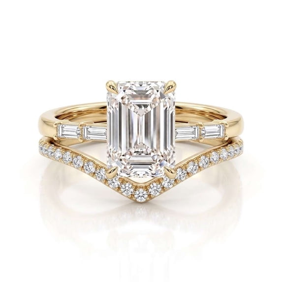 vylahjewellery Engagement Ring with V Shaped Matching Band for Women ...