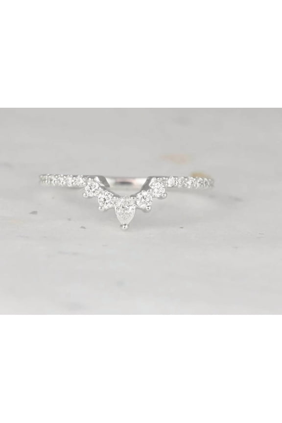 Female Pear and Round Cut Moissanite Diamond Rings Wedding Bands for Her Birthstone Month March Engagement Rings Promise Ring 14K Yellow Gold Anniversary Ring