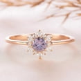 thumbnail image 1 of vylahjewellery Floral Halo Engagement Rings for Women Round Cut Moissanite Wedding and Rings 14K Rose Gold Plated Lavender Center Stone Rings Gift for Her, 1 of 6