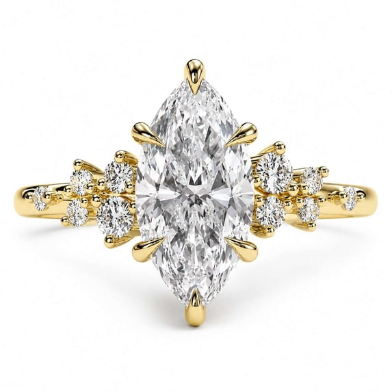 vylahjewellery Marquise Cut Moissanite Ring, Engagement Ring for Women, Elegant Floral Cluster Wedding Ring, Anniversary Promise Ring
