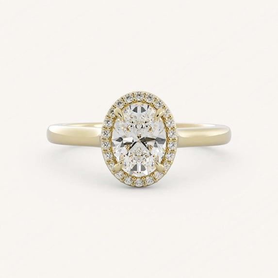 vylahjewellery Moissanite Mother's Day Halo Anniversary Ring 14K Vermeil Yellow Gold Wedding Promise Rings Oval Cut Diamond Solitaire Engagement Gift Ring for Women