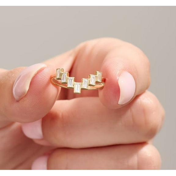 vylahjewellery October Birthstones Stackable Wedding Rings Baguette Cut Unique Moissanite Diamond Ring 10K Yellow Gold for Women Engagement Ring