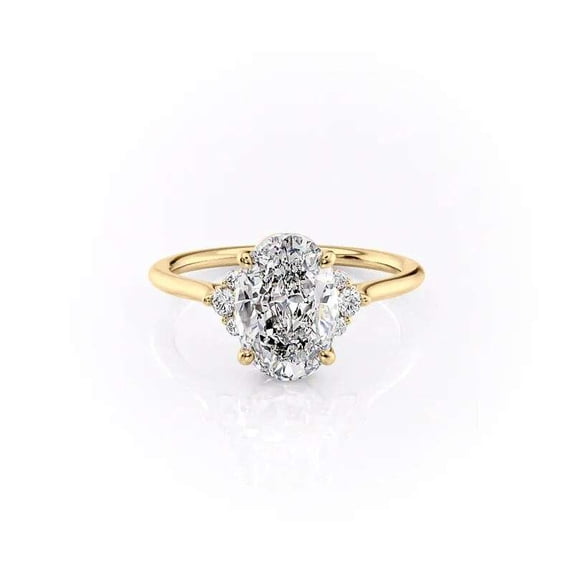 vylahjewellery Oval Cut Moissanite Three Stone Engagement Ring for Women Unique Wedding Handmade Jewelery Ring 14K Vermeil Yellow Gold Diamond Promise Anniversary Bridal Ring