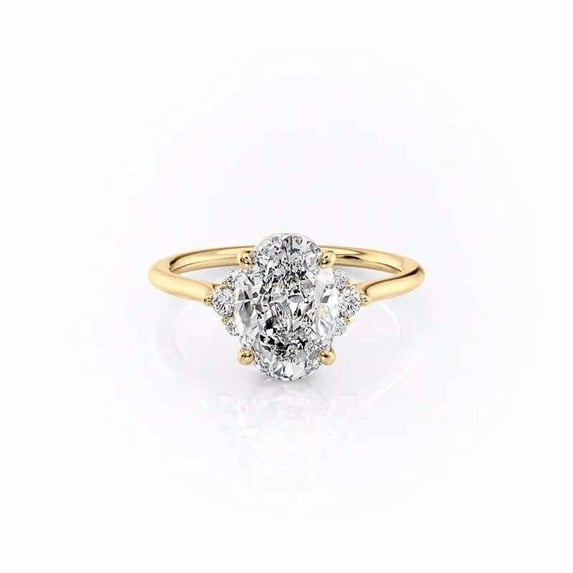 vylahjewellery Oval Cut Moissanite Three Stone Engagement Ring for Women Unique Wedding Handmade Jewelery Ring 14K Vermeil Yellow Gold Diamond Promise Anniversary Bridal Ring