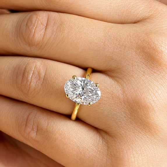 vylahjewellery Oval Cut Solitaire Engagement Ring, 4 Prong 10K Yellow Gold Vermeil Ring, Minimalist Single Ring, Dainty Wedding Promise Ring