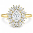 thumbnail image 1 of vylahjewellery Oval Moissanite Ring, Cluster Engagement Ring for Women, Vintage Halo Wedding Ring, Solitaire Promise Ring, 1 of 7