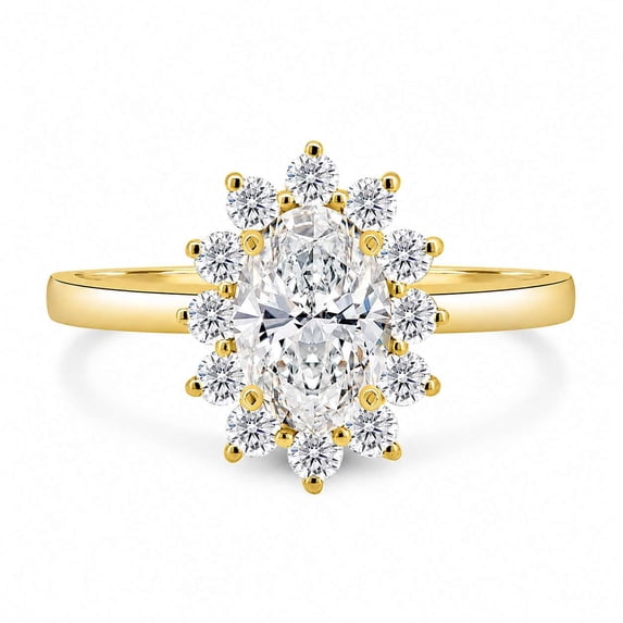 vylahjewellery Oval Moissanite Ring, Engagement Ring for Women, Cluster Wedding Ring, Vintage Floral Solitaire Ring