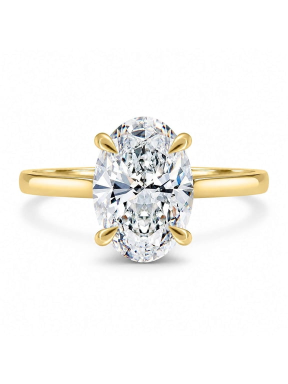 Oval Moissanite Ring, Engagement Ring for Women, Hidden Halo Wedding Ring, 4 Prong Solitaire Ring