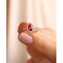 vylahjewellery Pear Cut 1.50 Ct Customize Pink Diamond Halo Ring Plated White Gold Moissanite Anniversary Ring