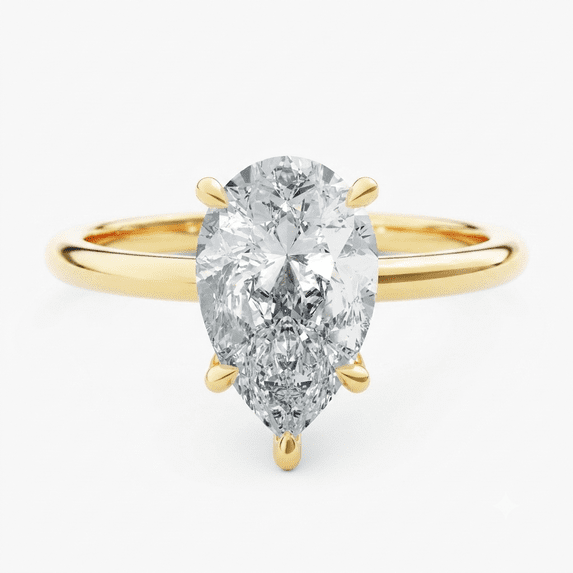 vylahjewellery Pear Moissanite Ring, Engagement Ring for Women, Classic Solitaire Wedding Ring, 4 Prong Promise Ring
