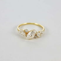 vylahjewellery Personalize 2 Ct Marquise Cut Moissanite Diamond Ring Forever One Plated White Gold Wedding Anniversary Ring