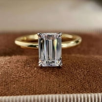 vylahjewellery Personalized 1 Ct Emerald Cut Solitaire Ring Moissanite Diamond Wedding Ring Bridal Plated White Gold Ring