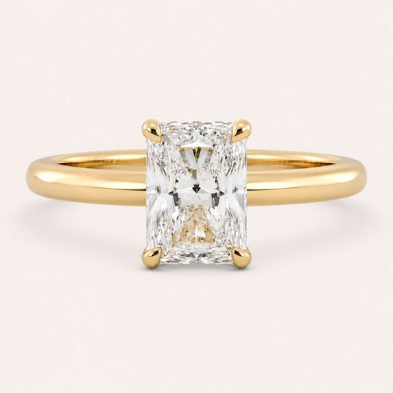 vylahjewellery Radiant Cut Engagement Rings Solitaire Diamond Ring Pave Hidden Halo Wedding Ring 14K Vermeil Yellow Gold Promise Ring