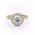 thumbnail image 1 of vylahjewellery Round Cut Diamond Halo Engagement Ring for Women 10K Vermeil Yellow Gold Bridal Promise Ring with Pave Band Sparkling Bridal Engagement Proposal Ring Gift, 1 of 6
