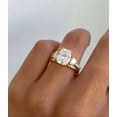 thumbnail image 1 of vylahjewellery Three Stone Moissanite Proposal Ring Double Prong Cushion Cut Engagement Bridal Ring Vermeil Yellow Gold Wedding Ring, 1 of 6