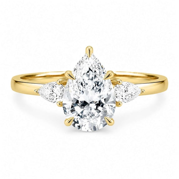 vylahjewellery Three Stone Engagement Ring for Women, Pear Moissanite Perfect Anniversary Ring, Classic Wedding Ring