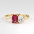 thumbnail image 1 of vylahjewellery Toi et Moi Moissanite Engagement Ring 10K Vermeil Yellow Gold Two Stone Ring, Pear & Emerald Cut Gemstone Ring for Women, 1 of 7