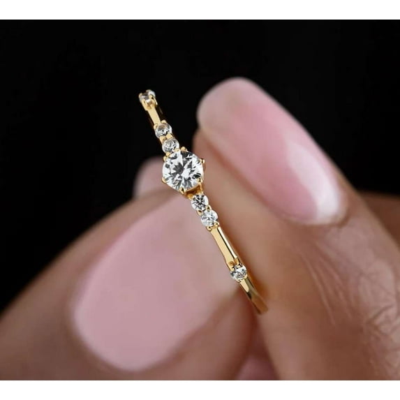 vylahjewellery Unique 1 CT Moissanite Round Cut Brilliant Diamond Ring 14K Rose Gold Engagement Ring