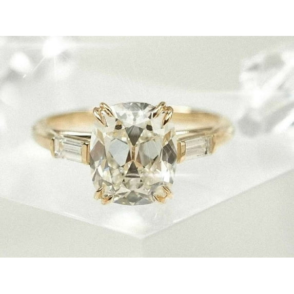 vylahjewellery Unique 10K Rose Gold Engagement Ring 2 CT Cushion Cut Moissanite Diamond Ring for Special One
