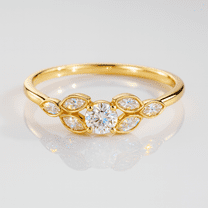 vylahjewellery Vintage 14K Yellow Gold Anniversary Ring and Bands Round Cut Moissanite Diamond Ring Engagement Women’s Handmade Jewelry Unique Wedding Ring for Women