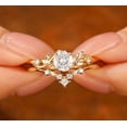thumbnail image 1 of vylahjewellery Vintage Round Cut Moissanite Engagement Ring Set 14K Vermeil Yellow Gold Leaf Bridal Wedding Ring Promise Gift Ring, 1 of 7