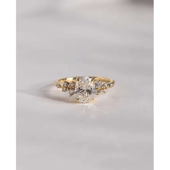 vylahjewellery Vintage Vermeil Yellow Gold Proposal Ring Moissanite Diamond Engagement Ring Classic Wedding Rings Oval Cut Mother's Day Gift Ring for Women