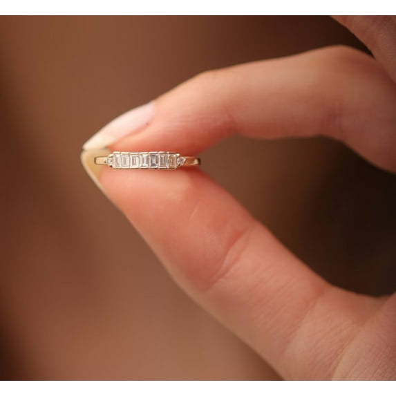 vylahjewellery Wedding and Rings September Born Birthstone 3 Stone Moissanite Diamond Ring 14K White Gold Vermeil Engagement Ring Bezel Set Promise Ring for Women