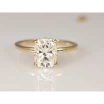 vylahjewellery Women’s Cushion Cut Moissanite Diamond Rings 18K Yellow Gold Solitaire Engagemen Rings Proposal Jewelry Gift Hidden Halo Born Birthstone Anniversary Ring