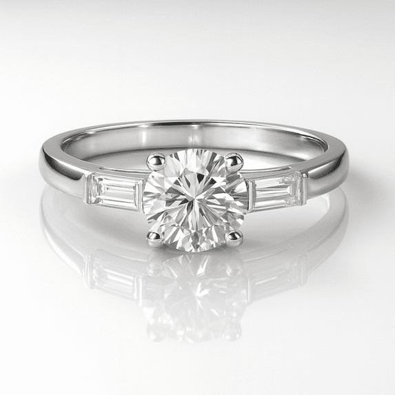 vylahjewellery Women’s Dainty Baguette Moissanite Diamond Band 14K Yellow Gold Wedding Rings Classic Anniversary Gift Vintage Engagement Stacking Ring