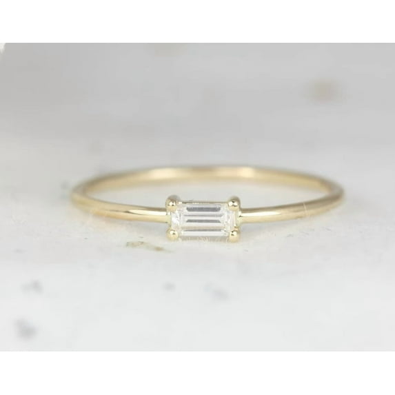 vylahjewellery Women's Engagement Rings Wedding Band Ring Sets 18K Yellow Gold Ring Jewelry Baguette Cut Moissanite Diamond Ring Classic Dainty Anniversary Bands and Ring