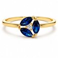 thumbnail image 1 of vylahjewellery Blue Marquise Gemstones and Round Diamond Accent Moissanite Ring, Engagement Ring for Women, Elegant Floral Wedding Ring, 1 of 6