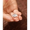 thumbnail image 1 of vylahjewellery Women's Oval Cut Moissanite Engagement Anniversary Ring, 14K Vermeil White Gold Bezel Set with Trillion Cut Side Stones Proposal Rings Promise Wedding Ring, 1 of 8
