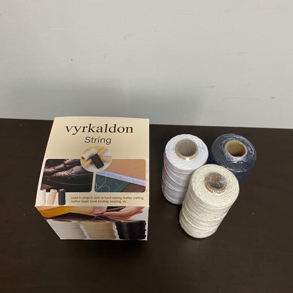 vyrkaldon String,3 Rolls Natural String Yards Book Binding Thread Natural Linen 0.55mm Thickness for Book Binding Leather Sewing Beading Hand Sewing or Books Macram by Hand