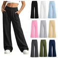 thumbnail image 1 of vzibsiv Boys Girls Sweatpants Wide Leg Fleece Lined Elastic Waist Pants with Pockets School Casual Trousers Black 14-15Y, 1 of 7