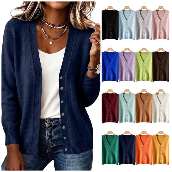 vzibsiv Cardigan Sweaters for Women V Neck Button Down Long Sleeve Soft Knit Lightweight Jacket Size M