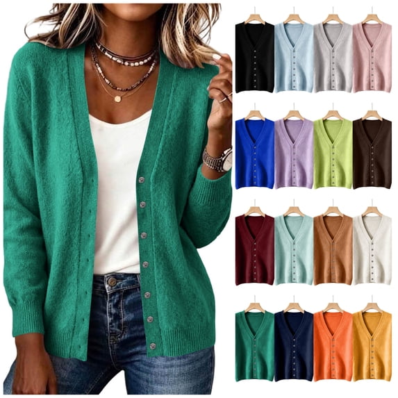 vzibsiv Cardigan Sweaters for Women V Neck Button Down Long Sleeve Soft Knit Lightweight Jacket Size S
