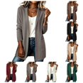 thumbnail image 1 of vzibsiv Cardigan for Women Long Sleeve Open Front Knit Fleece Jacket with Pockets Fall Winter Outfits Gray Size S, 1 of 6