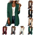 thumbnail image 1 of vzibsiv Cardigan for Women Long Sleeve Open Front Knit Fleece Jacket with Pockets Fall Winter Outfits Green Size M, 1 of 6