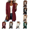 thumbnail image 1 of vzibsiv Cardigan for Women Long Sleeve Open Front Knit Fleece Jacket with Pockets Fall Winter Outfits Red Size M, 1 of 6