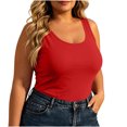 thumbnail image 1 of vzibsiv Soft Touch Plus Size Tank Top Women Round Neck Easy Care Red L, 1 of 6