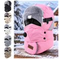 thumbnail image 1 of vzibsiv Winter Hats for Womens and Mens Windproof Trapper Hat with Detachable Mask and Goggles Fleece Lined Ski Cap Pink, 1 of 6