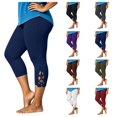 thumbnail image 1 of vzibsiv Women Capris Pull on Pants Blue High Waist Lace Hem Capri Leggings Size 2XL, 1 of 6