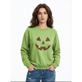 thumbnail image 1 of vzibsiv Womens Pumpkin Face Rhinestone Sweatshirt Halloween Party Wear,Green L, 1 of 5
