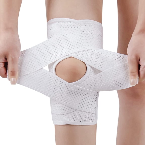 w 1pc Adjustable Compression Knee Brace with V-Shaped Cross Strap 4 Spring Side Stabilizers Breathable Knee Support for Stability