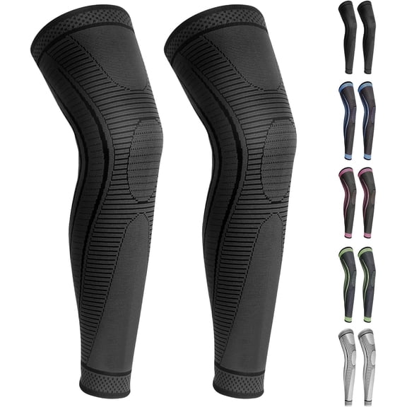 w 2 Pack Full Leg Compression Sleeves for Men And Women Long Knee Br Support Basketball, Running, Workout, Cycling, Sport