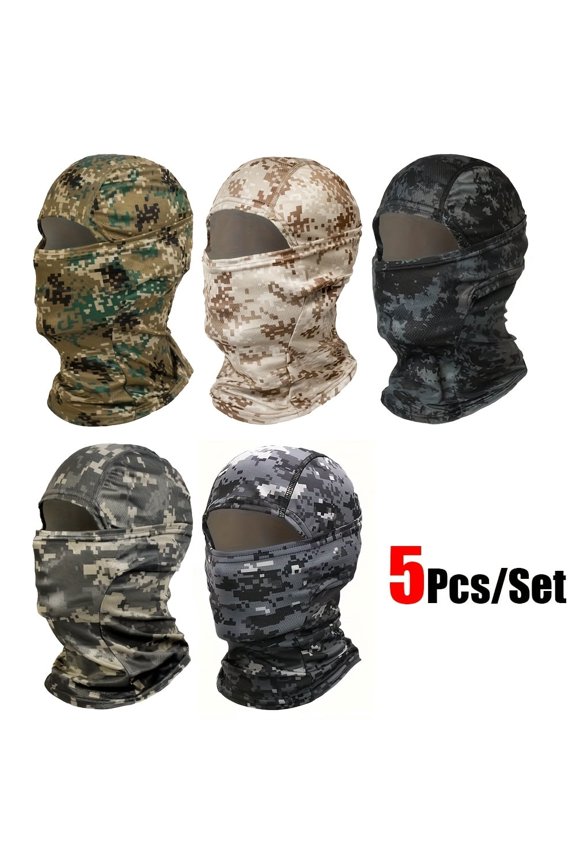 w 5pcs (or set) Unisex UPF Sun Protection & Breathable Full Face & Neck Cover - Multi-Functional for outdoor sports, Cycling, Motorcycling, Skiing, Hiking - Suitable for Running, Fishing, Helmets,